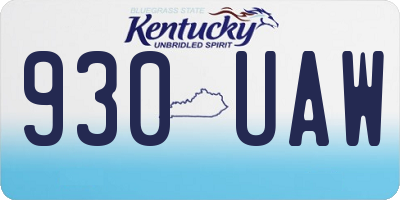 KY license plate 930UAW