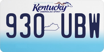 KY license plate 930UBW