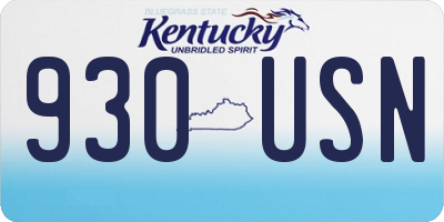 KY license plate 930USN