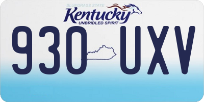 KY license plate 930UXV