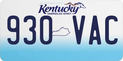 KY license plate 930VAC