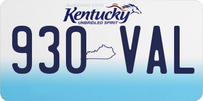 KY license plate 930VAL