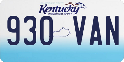 KY license plate 930VAN