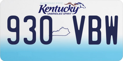 KY license plate 930VBW