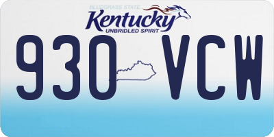 KY license plate 930VCW