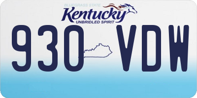 KY license plate 930VDW