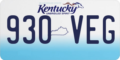 KY license plate 930VEG