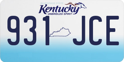 KY license plate 931JCE