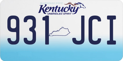 KY license plate 931JCI