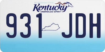 KY license plate 931JDH