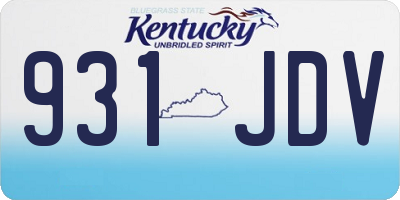 KY license plate 931JDV