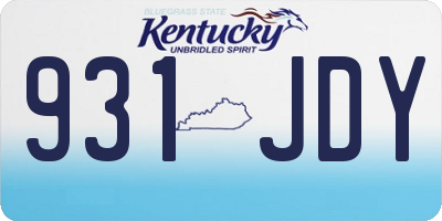 KY license plate 931JDY