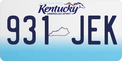 KY license plate 931JEK