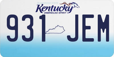 KY license plate 931JEM
