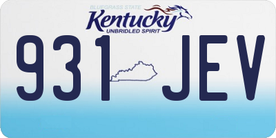 KY license plate 931JEV