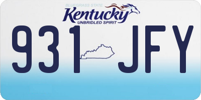 KY license plate 931JFY