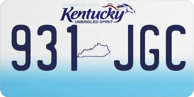 KY license plate 931JGC