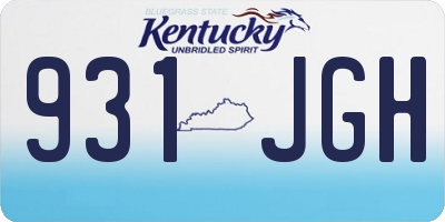 KY license plate 931JGH