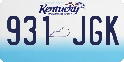 KY license plate 931JGK