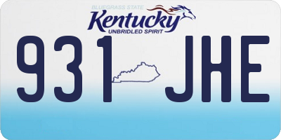 KY license plate 931JHE