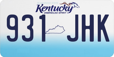 KY license plate 931JHK
