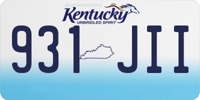 KY license plate 931JII