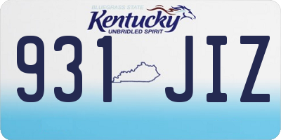 KY license plate 931JIZ