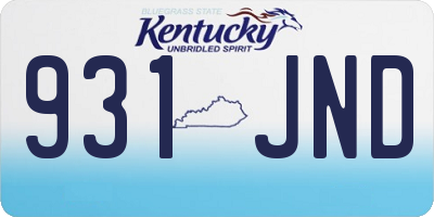 KY license plate 931JND