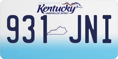 KY license plate 931JNI