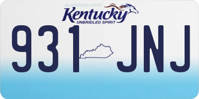 KY license plate 931JNJ