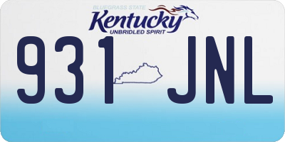 KY license plate 931JNL