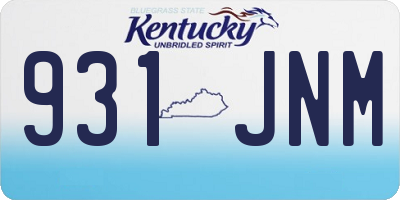 KY license plate 931JNM