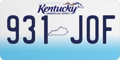 KY license plate 931JOF