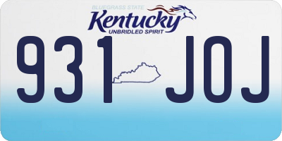 KY license plate 931JOJ