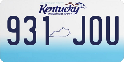 KY license plate 931JOU
