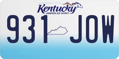 KY license plate 931JOW