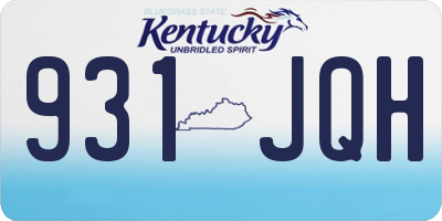 KY license plate 931JQH