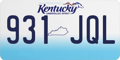 KY license plate 931JQL