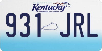 KY license plate 931JRL