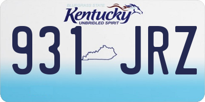 KY license plate 931JRZ