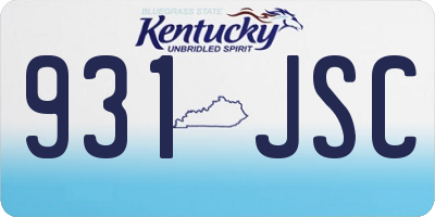 KY license plate 931JSC