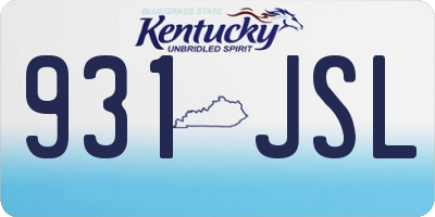 KY license plate 931JSL
