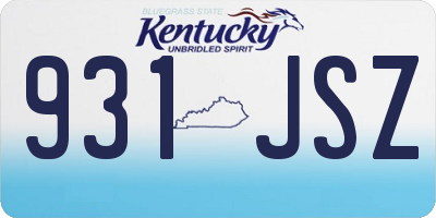 KY license plate 931JSZ