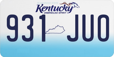 KY license plate 931JUO