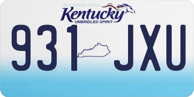 KY license plate 931JXU