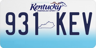 KY license plate 931KEV