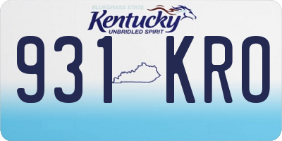 KY license plate 931KRO
