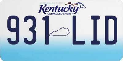 KY license plate 931LID