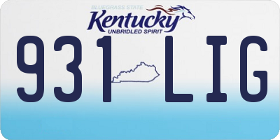 KY license plate 931LIG