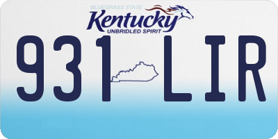 KY license plate 931LIR
